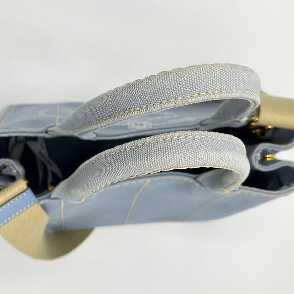 Prada Small Baby Blue Canapa Canvas with Dust Bag Tote Bag - Picture 6 of 12